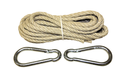 Accessoires : Cordes, sangles et mousquetons :  Kit corde pour hamac 2 x 4 m + 2 mousquetons