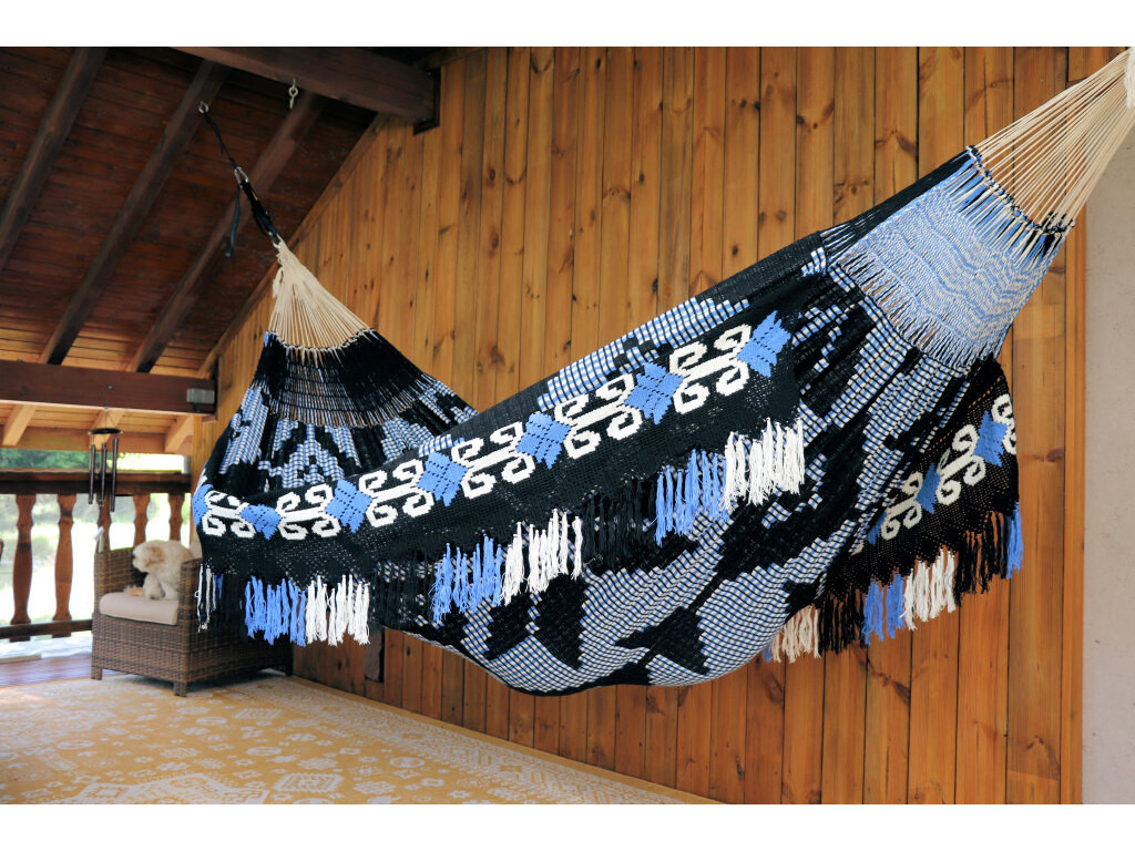 Hamac double face Wayuu Chinchorro Bleu Guajira 15