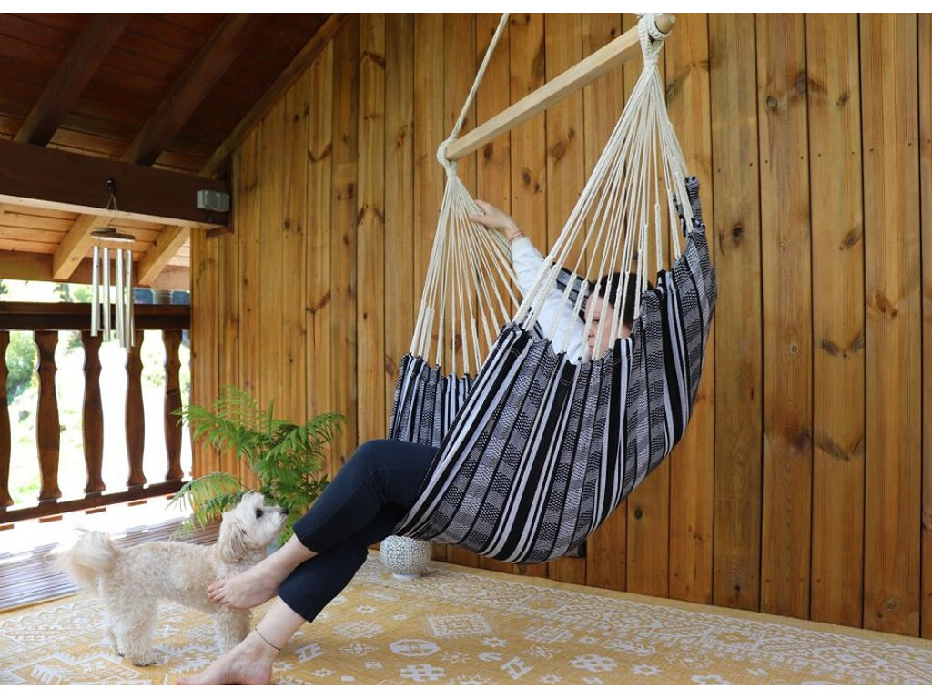 Hamac chaise de Colombie Carthagène Noir et Blanc