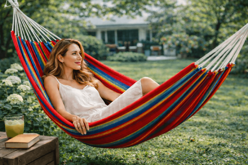 Hamac pour une personne coton recycle rouge - Modèle Saltillo