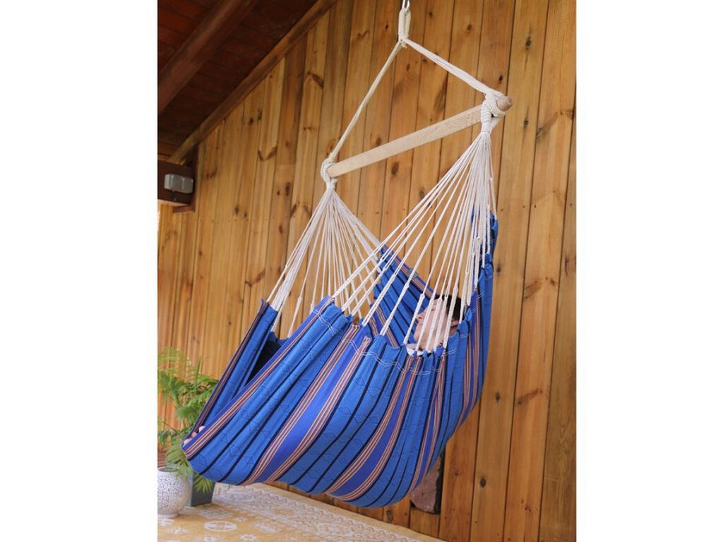 Hamac chaise bleu et rose fabriqué en Colombie