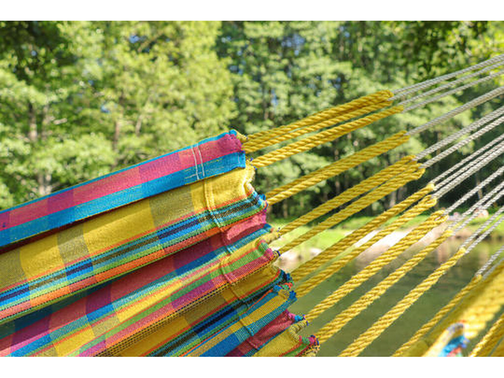 Hamac double en coton recyclé jaune - madras