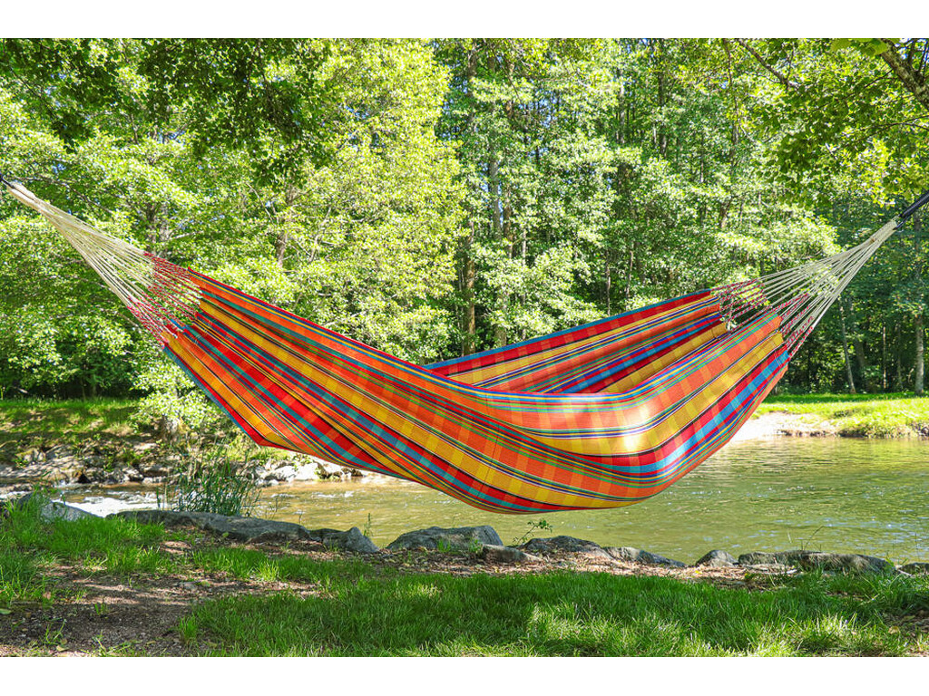 Hamac simple colombien en coton recyclé jaune - modèle Zinnia