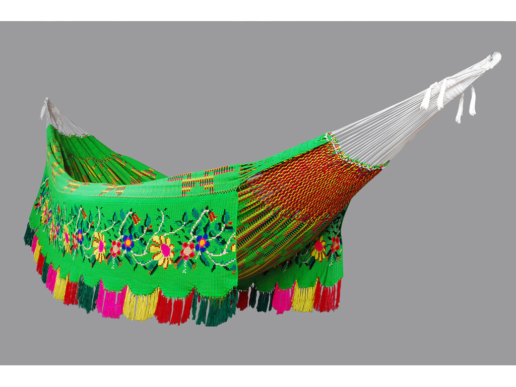 Hamac double face Wayuu Chinchorro Esmeralda de la Guajira