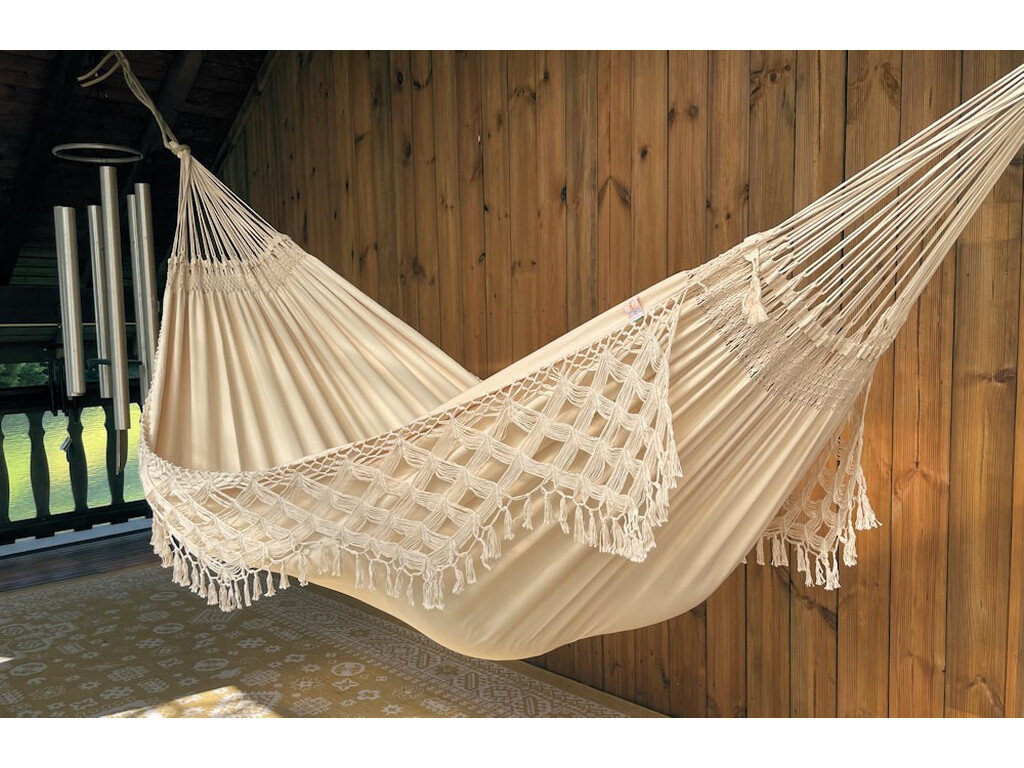 Hamac XL Ecru avec franges - Royal Classico