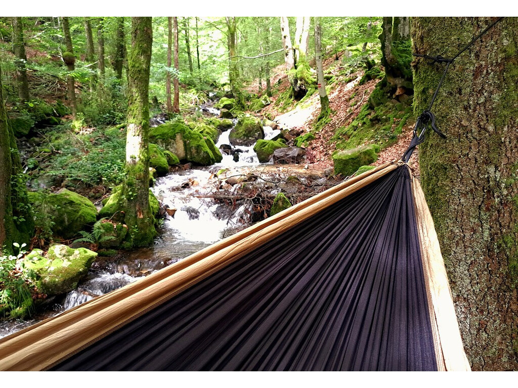 Hamac de voyage double en nylon parachute noir kaki