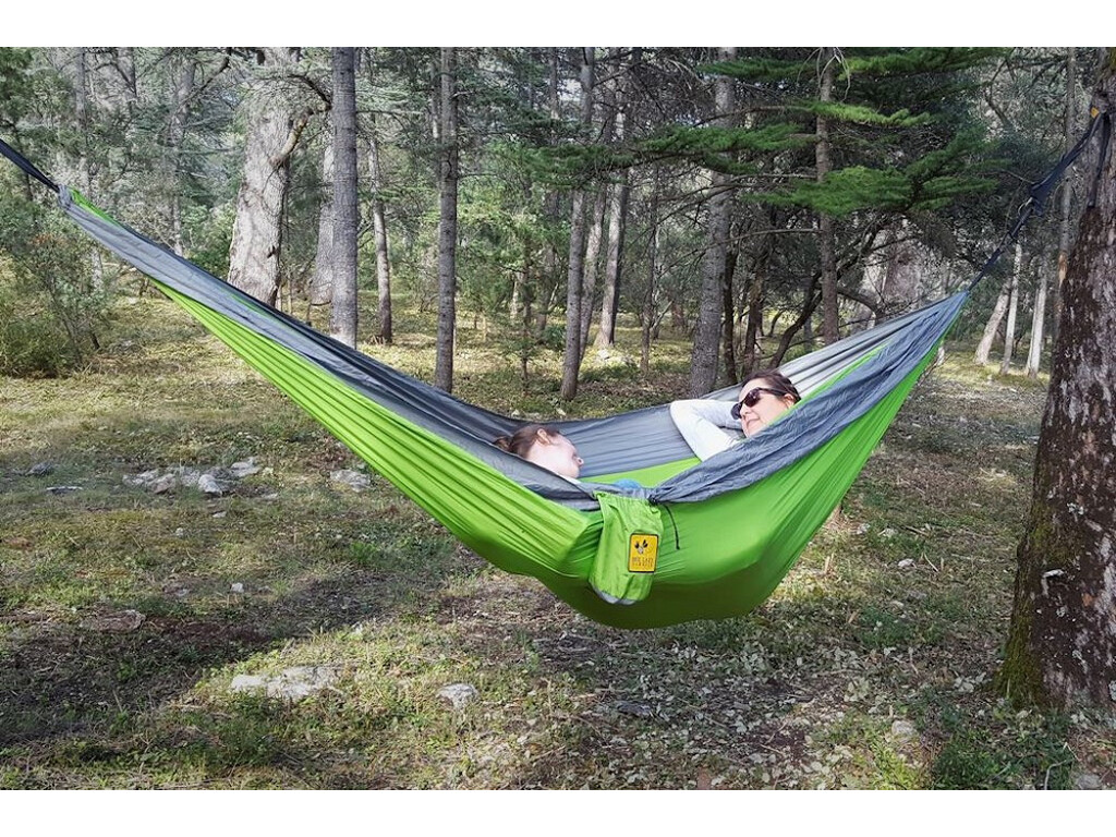 Hamac de voyage double Bee Lazy Neon Forest en toile de parachute