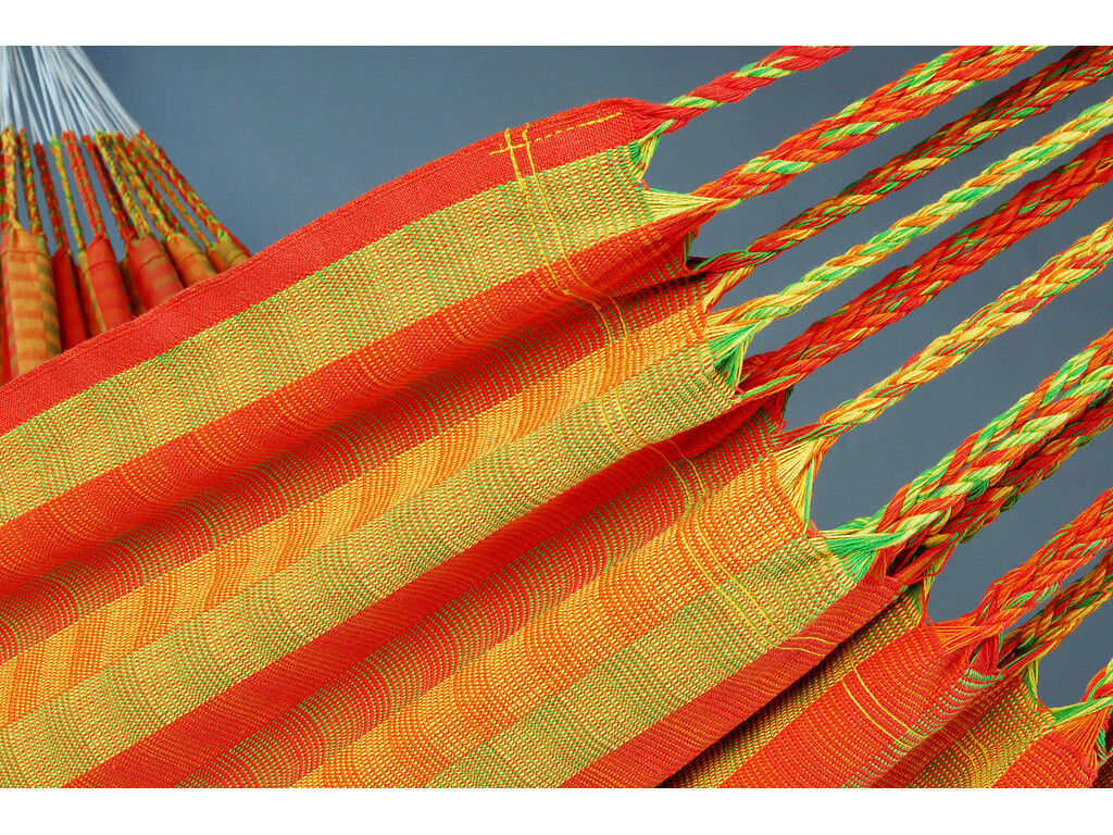 Hamac double de luxe orange en coton recyclé - Modèle Colombia orange