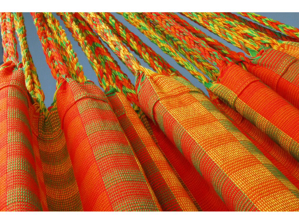 Hamac double de luxe orange en coton recyclé - Modèle Colombia orange