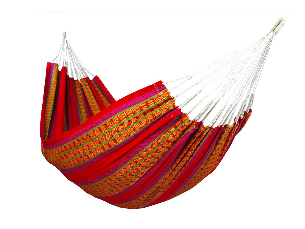 Hamac une place en coton recyclé rouge Carthagène, Largeur 140 cm