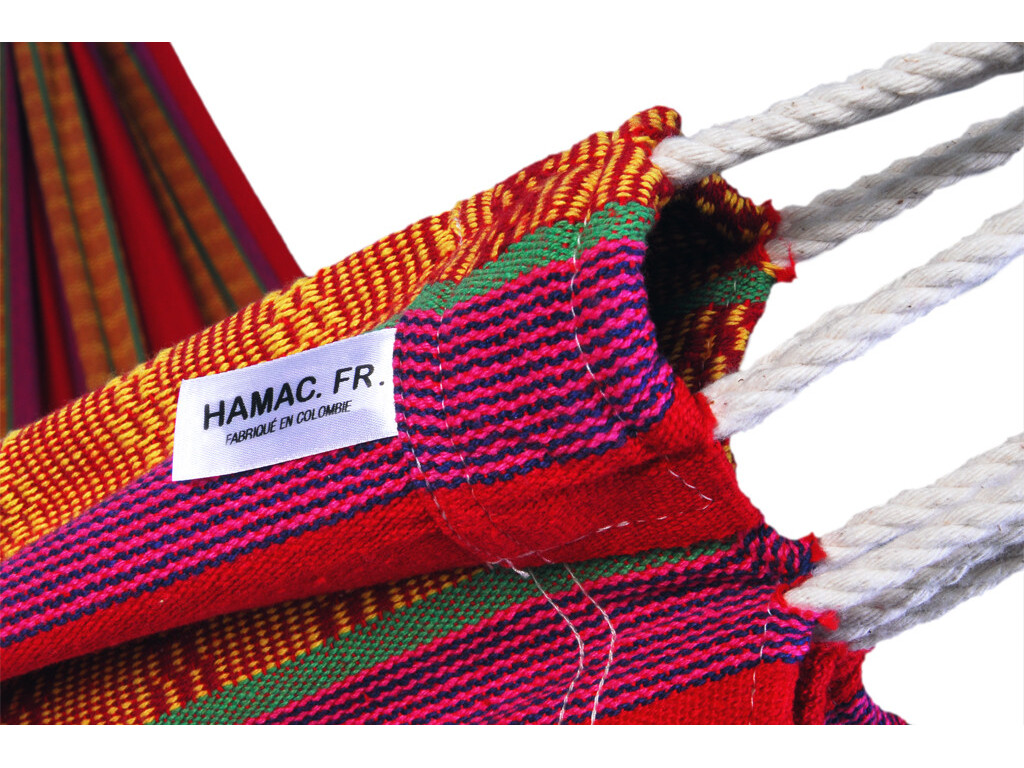 Hamac une place en coton recyclé rouge Carthagène, Largeur 140 cm