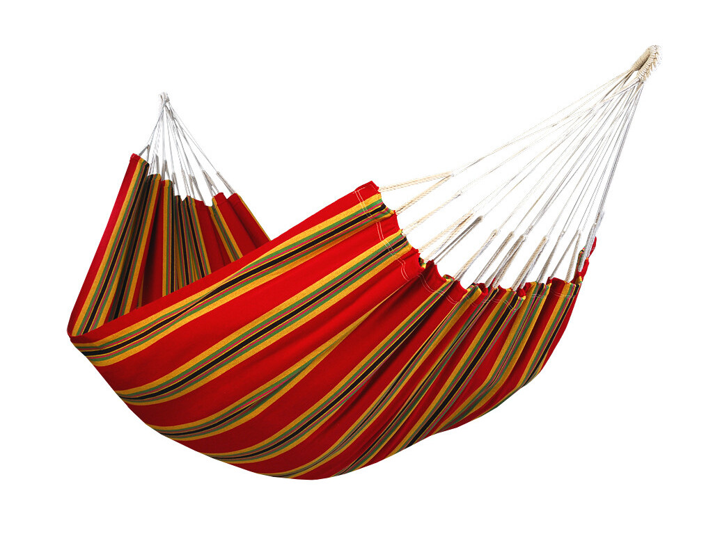 Hamac une place en coton recyclé Rouge rayé
