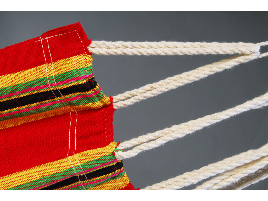 Hamac une place en coton recyclé Rouge rayé