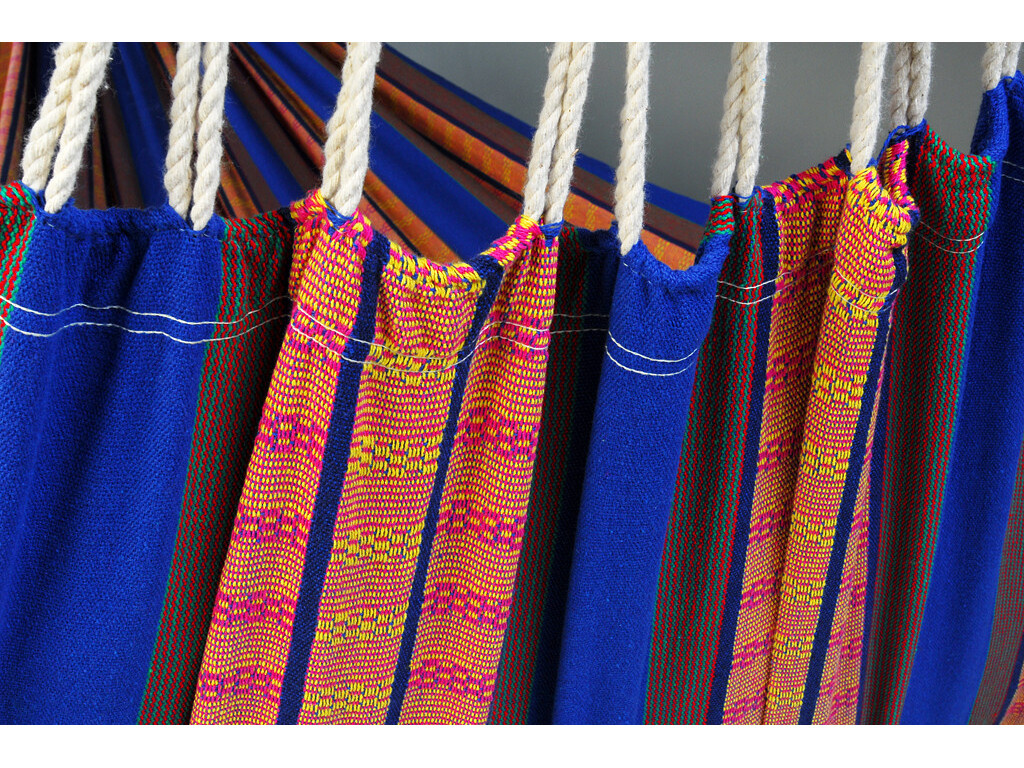 Hamac une place bleu en coton recyclé - Modèle Carthagène Azul Hamac une place bleu en coton recyclé - Modèle Carthagène Azul