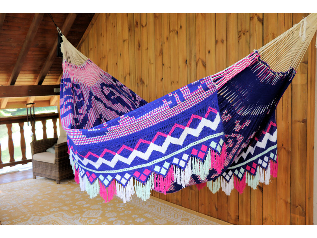 Hamac double face Wayuu Chinchorro bleu 17