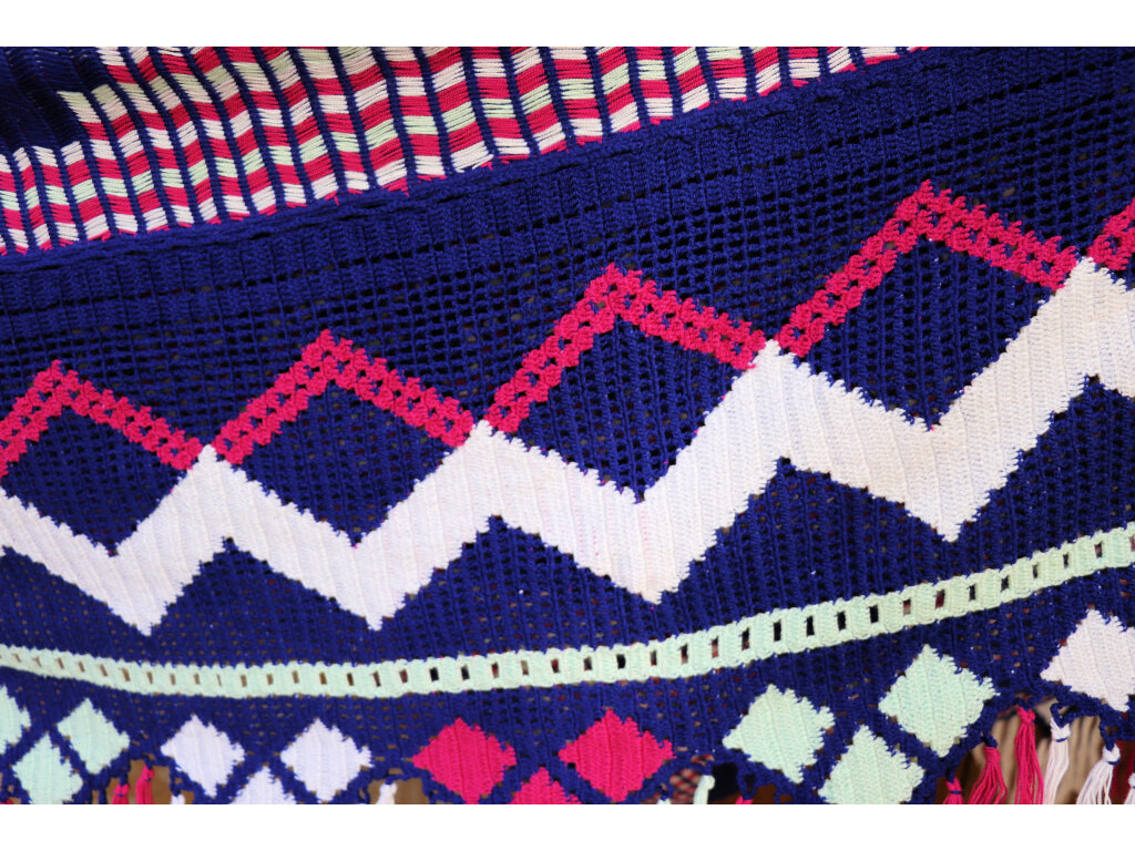 Hamac double face Wayuu Chinchorro bleu 17