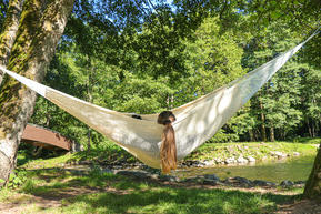 Hamac filet du Mexique matrimonial tissé en coton naturel écru