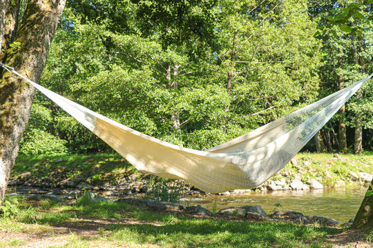 Hamac Filet  : Hamac filet Familial : Hamac en filet familial tissé en coton naturel écru