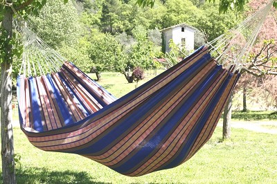 Hamac simple en toile de coton : Authentique, une place, originaire du Brésil et de la Colombie