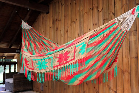 Hamac en toile : Hamac tissé main : Hamac Chinchorro Wayuu vert L 42