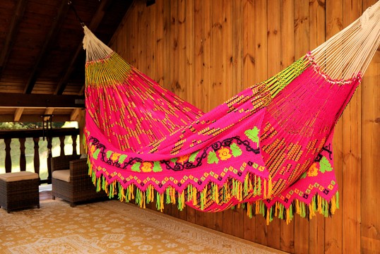 Hamac en toile : Hamac tissé main : Hamac Wayuu Chinchorro Rose 40