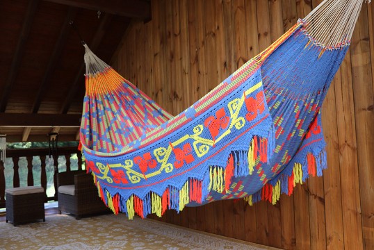 Hamac en toile : Hamac tissé main : Hamac Wayuu Chinchorro bleu 41