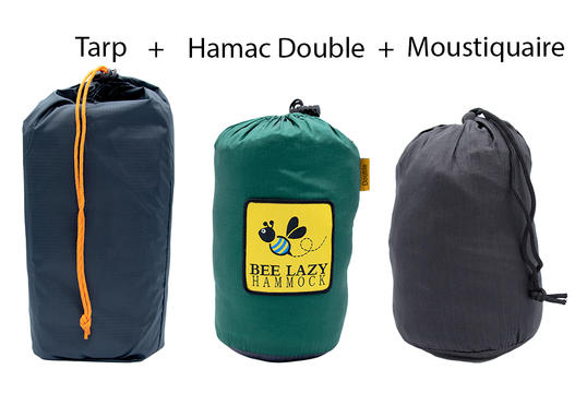 Hamac de Voyage : Hamac Bee Lazy  : Hamac + moustiquaire + tarp pour la randonnée et le camping - Combo Bee-Wak